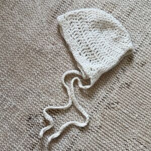 Handmade Cream Knit Baby Bonnet